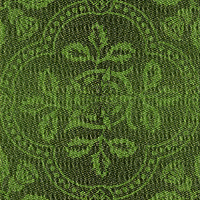 Round Patterned Dark Forest Green Rug, pat3526brn