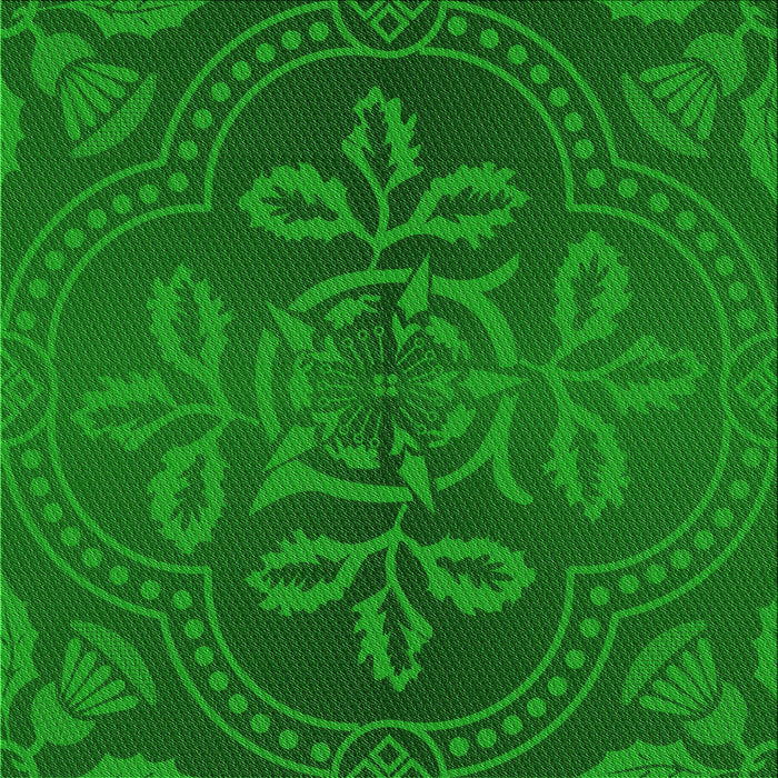 Round Patterned Green Rug, pat3526grn