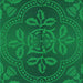 Round Patterned Deep Emerald Green Rug, pat3526lblu