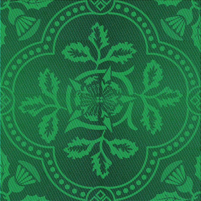 Round Machine Washable Transitional Deep Emerald Green Rug, wshpat3526lblu