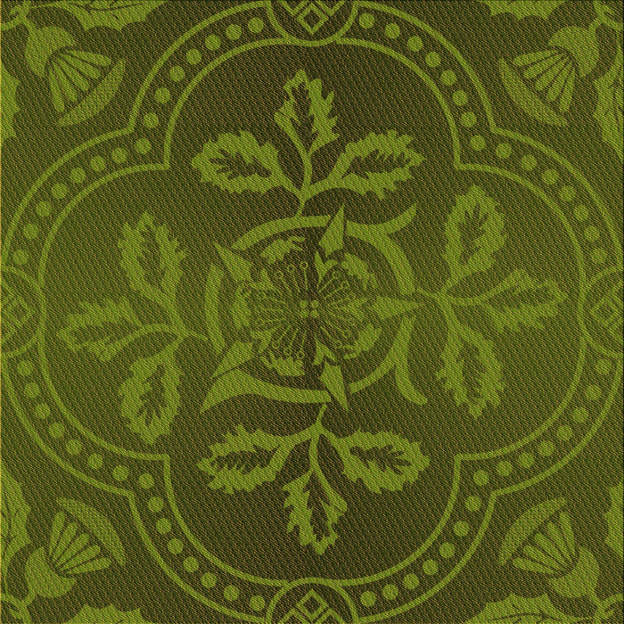 Round Patterned Dark Forest Green Rug, pat3526org