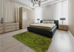 Patterned Dark Forest Green Rug in a Bedroom, pat3526org