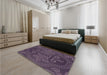 Patterned Plum Purple Rug in a Bedroom, pat3526pur