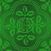 Square Patterned Dark Green Novelty Rug, pat3526