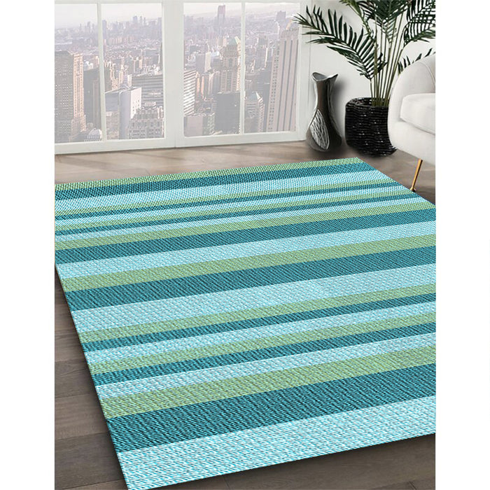 Machine Washable Transitional Light Sea Green Rug in a Family Room, wshpat3528lblu