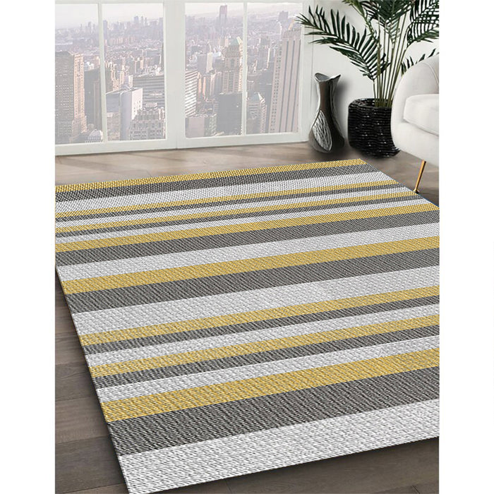 Patterned Light Gold Abstract Machine Washable Rug in a Family Room, wshpat3528