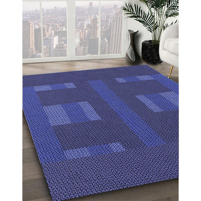 Machine Washable Transitional Blue Rug in a Family Room, wshpat3529blu