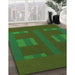 Machine Washable Transitional Dark Lime Green Rug in a Family Room, wshpat3529grn