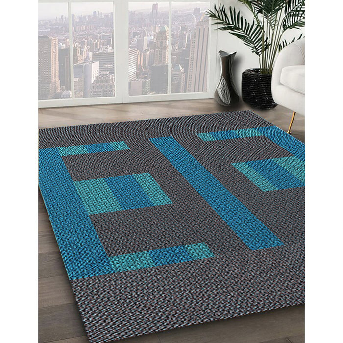 Machine Washable Transitional Glacial Blue Ice Blue Rug in a Family Room, wshpat3529lblu