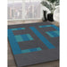 Machine Washable Transitional Glacial Blue Ice Blue Rug in a Family Room, wshpat3529lblu