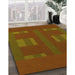 Machine Washable Transitional Saffron Red Rug in a Family Room, wshpat3529yw