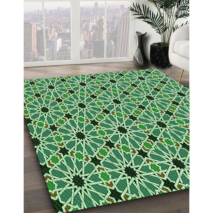 Machine Washable Transitional Green Rug in a Family Room, wshpat353grn