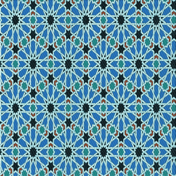 Round Patterned Blue Rug, pat353lblu