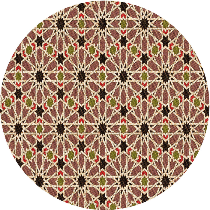 Square Patterned Saffron Red Rug, pat353org