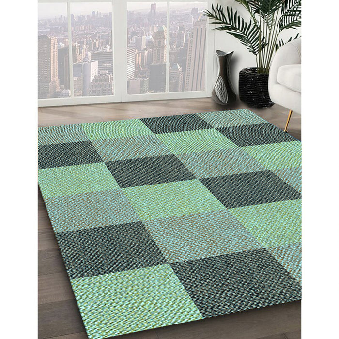 Machine Washable Transitional Hazel Green Rug in a Family Room, wshpat3530lblu