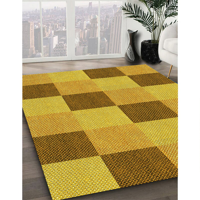 Machine Washable Transitional Dark Bisque Brown Rug in a Family Room, wshpat3530yw