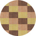 Square Patterned Saddle Brown Abstract Machine Washable Rug, wshpat3530