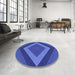 Round Patterned Sky Blue Rug in a Office, pat3531blu