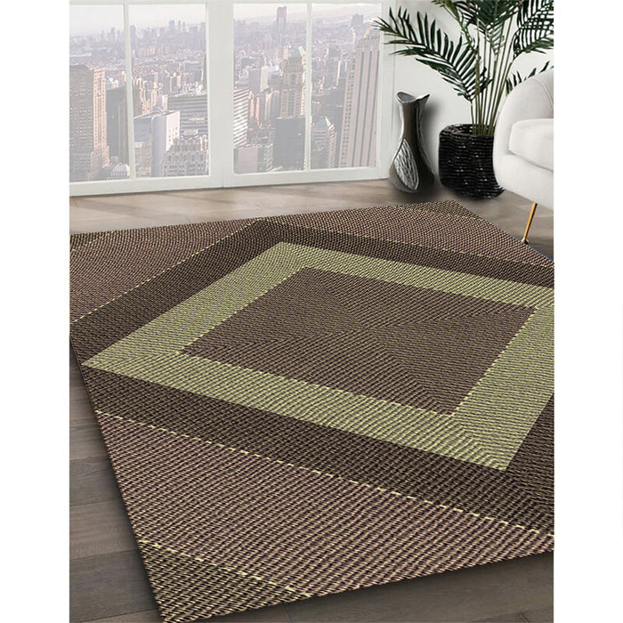 Machine Washable Transitional Chocolate Brown Rug in a Family Room, wshpat3531brn