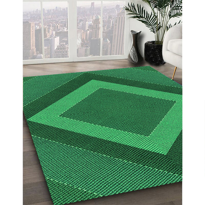 Machine Washable Transitional Deep Emerald Green Rug in a Family Room, wshpat3531grn