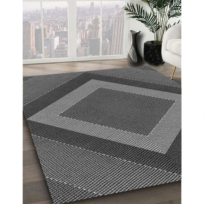 Machine Washable Transitional Dark Gray Black Rug in a Family Room, wshpat3531gry
