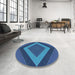 Round Patterned Blue Novelty Rug in a Office, pat3531