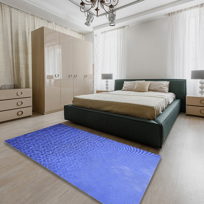 Patterned Sky Blue Rug in a Bedroom, pat3532blu