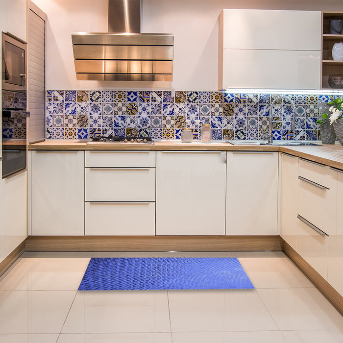 Patterned Sky Blue Rug in a Kitchen, pat3532blu