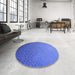 Round Patterned Sky Blue Rug in a Office, pat3532blu