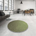 Round Patterned Brass Green Rug in a Office, pat3532brn