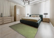 Patterned Brass Green Rug in a Bedroom, pat3532brn