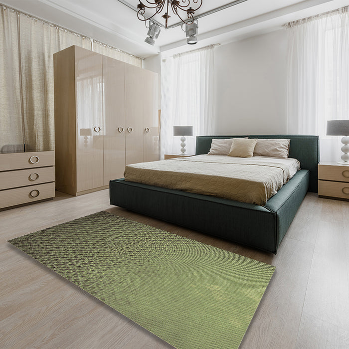 Patterned Brass Green Rug in a Bedroom, pat3532brn