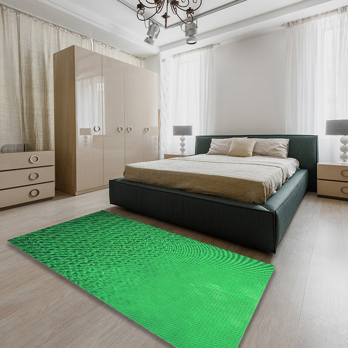 Patterned Neon Green Rug in a Bedroom, pat3532grn