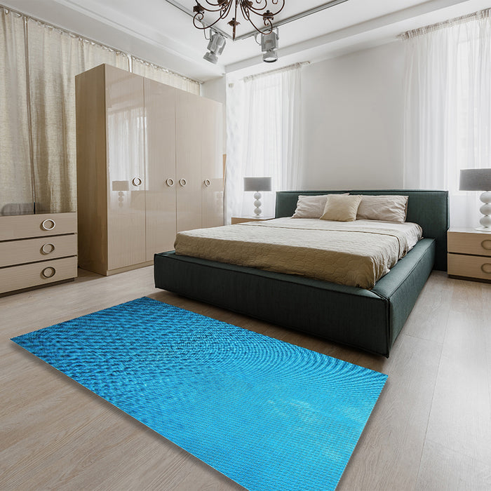 Patterned Blue Rug in a Bedroom, pat3532lblu