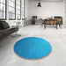 Round Patterned Blue Rug in a Office, pat3532lblu