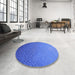 Round Patterned Sky Blue Rug in a Office, pat3532pur