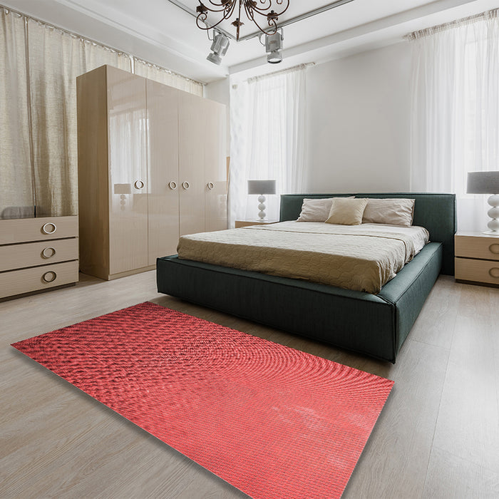 Patterned Red Rug in a Bedroom, pat3532rd