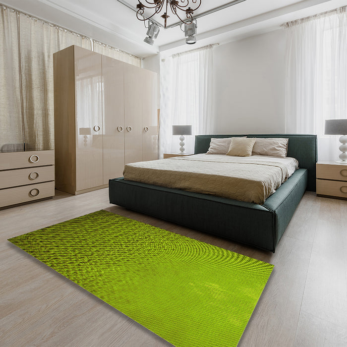 Patterned Pistachio Green Rug in a Bedroom, pat3532yw