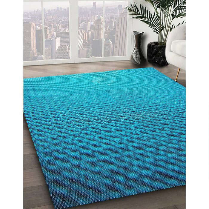Patterned Aqua Cyan Blue Novelty Rug in Family Room, pat3532