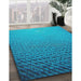 Patterned Aqua Cyan Blue Novelty Rug in Family Room, pat3532