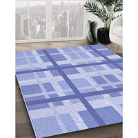 Patterned Light Slate Blue Rug, pat3533blu