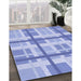 Patterned Light Slate Blue Rug in Family Room, pat3533blu