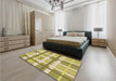 Patterned Dark Golden Brown Rug in a Bedroom, pat3533brn