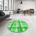 Round Patterned Neon Green Rug in a Office, pat3533grn