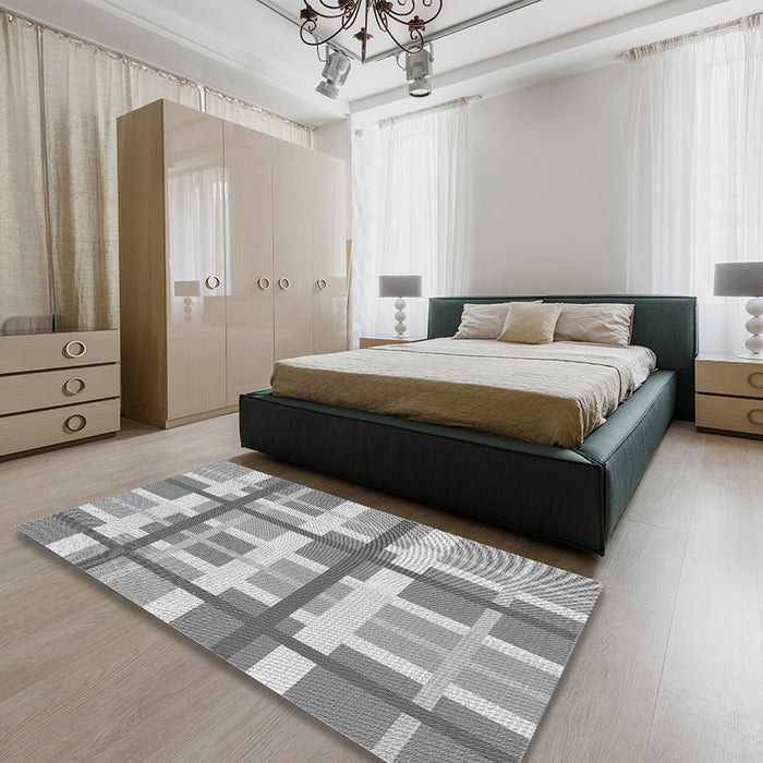 Patterned Platinum Gray Rug in a Bedroom, pat3533gry