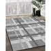 Machine Washable Transitional Platinum Gray Rug in a Family Room, wshpat3533gry