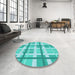 Round Patterned Light Sea Green Rug in a Office, pat3533lblu