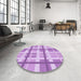 Round Patterned Purple Rug in a Office, pat3533pur