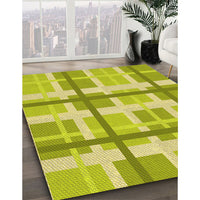 Patterned Pistachio Green Rug, pat3533yw