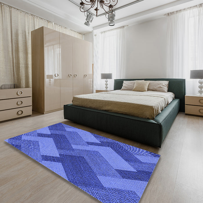 Patterned Sky Blue Rug in a Bedroom, pat3534blu